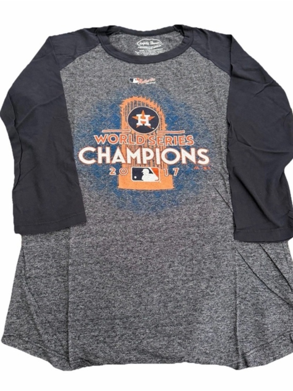 Houston Astros Women's 'World Series Champions' Raglan Tee - Gray & Navy